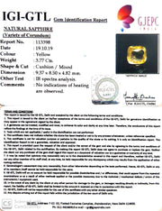 3.77/CT Natural Yellow Sapphire with Govt Lab Certificate-(YELSA9W)